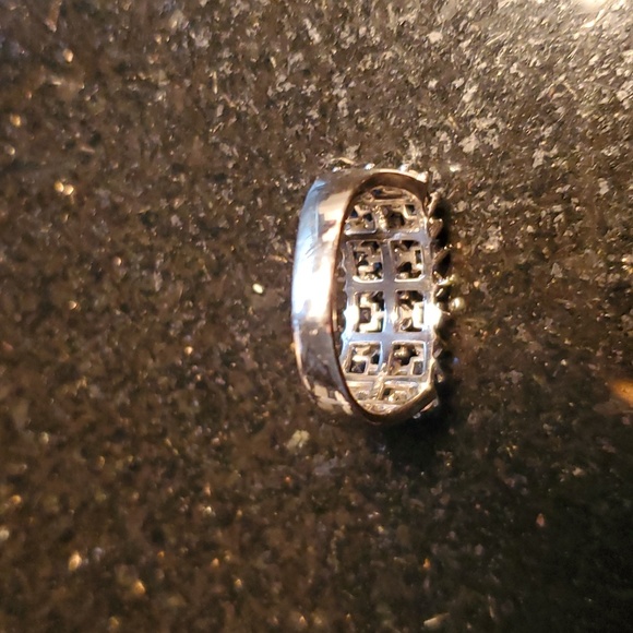 14kt white gold diamond and sapphire ring sz 7.25 - Picture 8 of 16